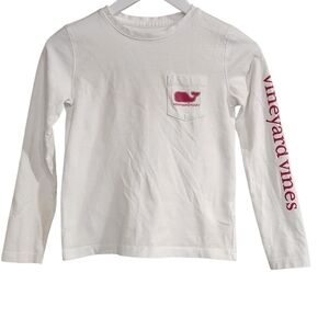 Vineyard Vines Girls Sz XS 5-6 Pink Whale Logo Spell Out Long Sleeve Tee-Shirt